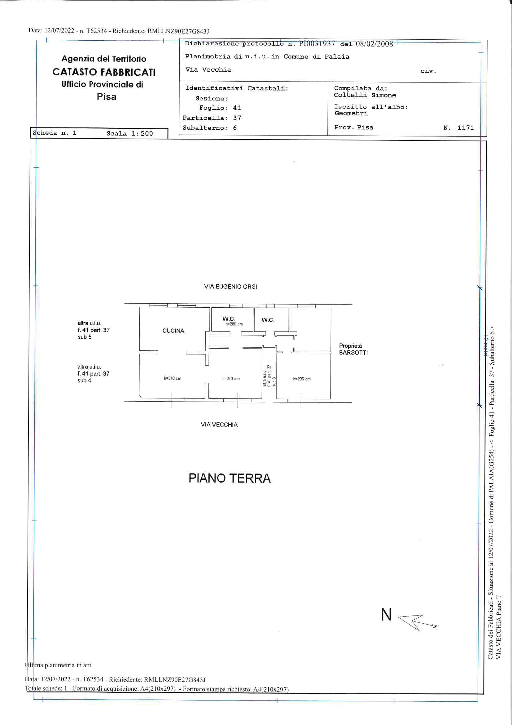 Planimetria 3/4 per rif. 8068GD