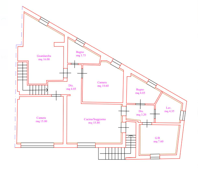 Porzione di casa in vendita, rif. F/0510 (Planimetria 2/3)