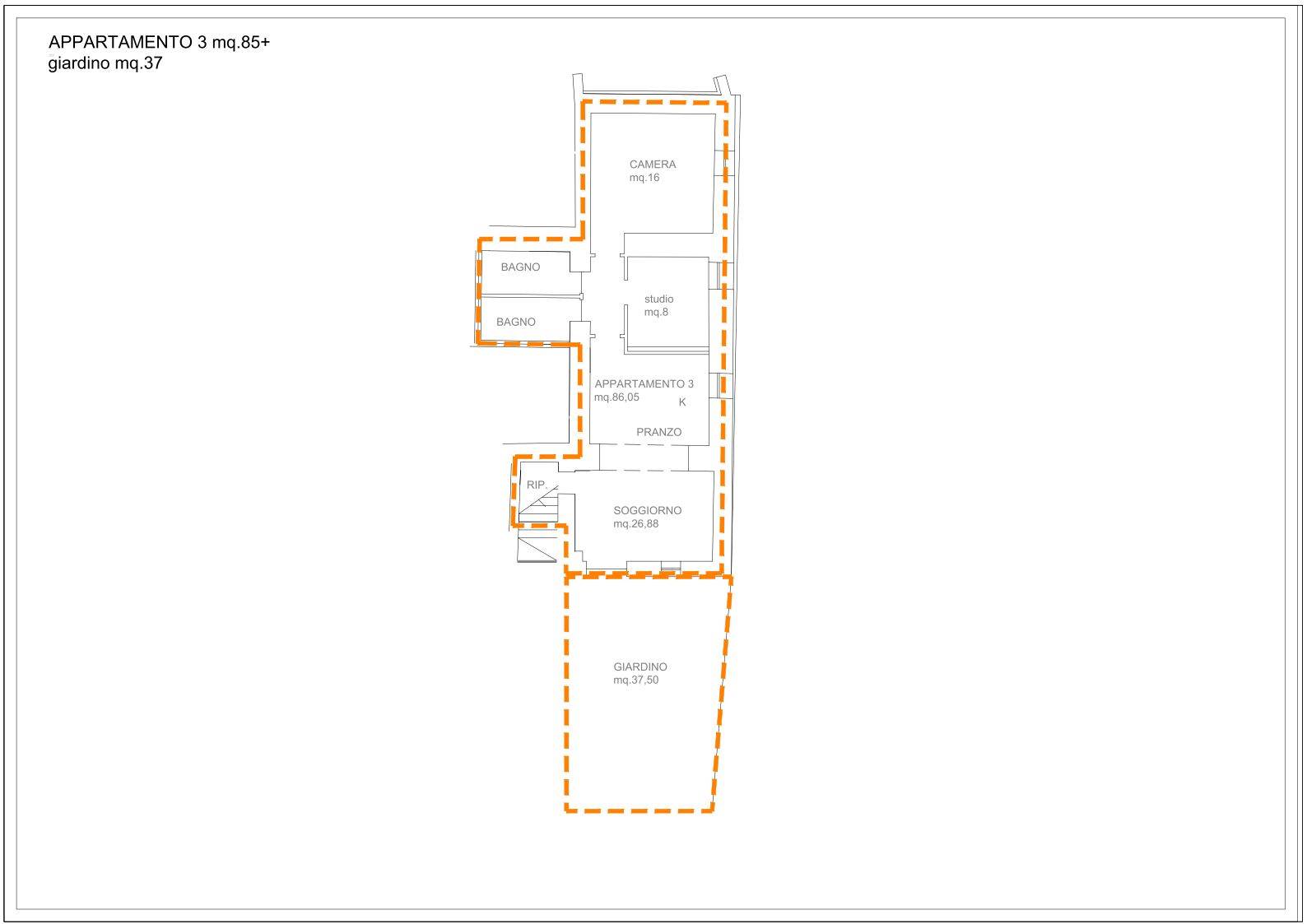 Appartamento in vendita, rif. AP226 (Planimetria 1/2)