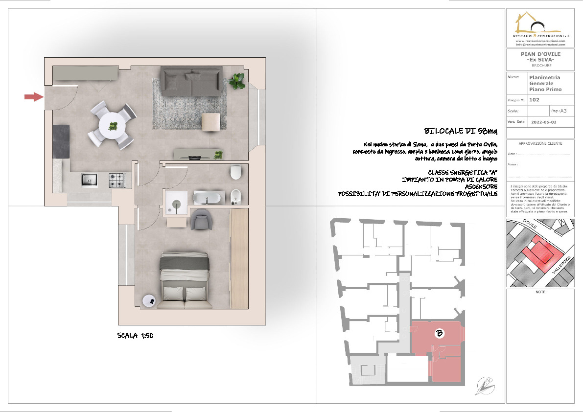Appartamento in vendita, rif. AP229 (Planimetria 1/2)